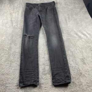 American‎ Eagle Outfitters Slim Fit Jeans Mens 32x32 Black Distressed Denim Zip